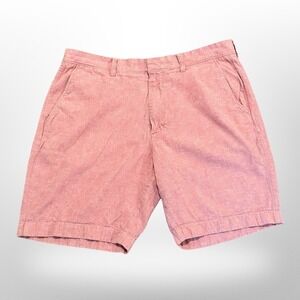 J. Crew Shorts Coral Red Cotton Linen Blend Casual 9" Inseam Men  Size 36